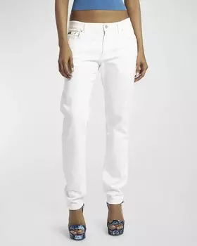 Прямые джинсы с низкой посадкой Dolce&Gabbana, цвет White