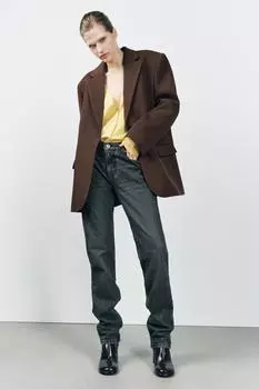 Прямые джинсы с низкой посадкой ZARA, черный