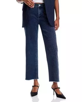 Прямые джинсы с отделкой в цвете Dark Wash AQUA, синий