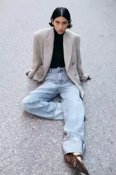 Прямые джинсы с отворотами H&M, синий