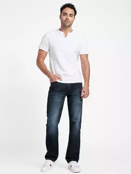 Прямые джинсы с полумесяцем Guess Factory, цвет Dark Wash