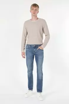 Прямые джинсы с потертым эффектом Colin'S, синий