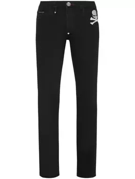 Прямые джинсы с принтом Skull Philipp Plein, черный