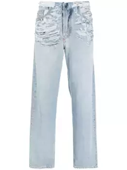 Прямые джинсы с прорезями DIESEL, синий