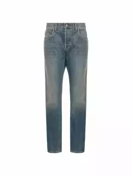 Прямые джинсы с пряжкой Horsebit Gucci, синий