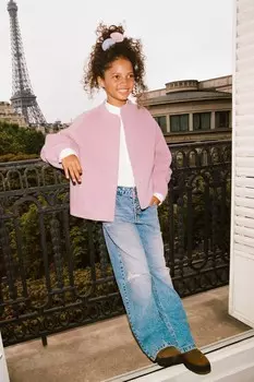 Прямые джинсы с разрывами ZARA, синий