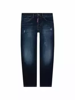 Прямые джинсы с рваным эффектом Dsquared2, тёмно-синий
