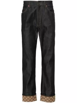 Прямые джинсы с узором GG Supreme Gucci, синий