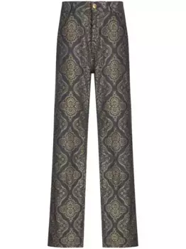 Прямые джинсы с узором пейсли ETRO, черный