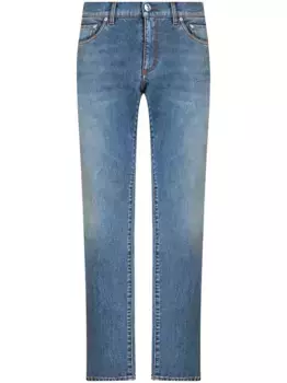 Прямые джинсы с вышитым логотипом ETRO, синий