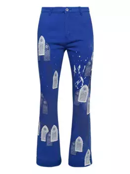 Прямые джинсы с вышивкой Who Decides War, синий