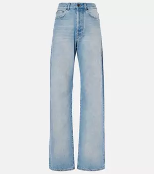 Прямые джинсы с высокой посадкой Dries Van Noten, светло-синий