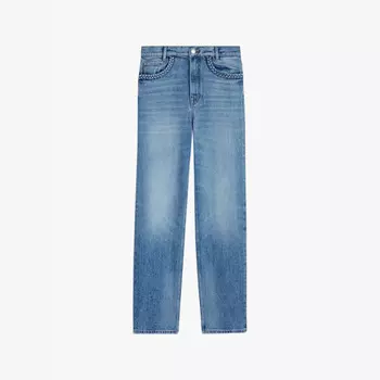 Прямые джинсы с высокой посадкой из эластичного денима с плетеными карманами Maje, синий