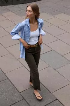 Прямые джинсы с высокой посадкой z1975 ZARA, коричневый