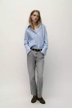 Прямые джинсы с высокой посадкой z1975 ZARA, цвет Light grey
