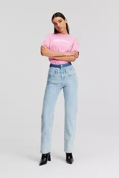 Прямые джинсы с высокой талией KARL LAGERFELD JEANS, светло-голубой