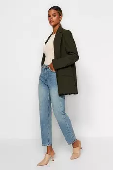 Прямые джинсы с высокой талией Trendyol, синий