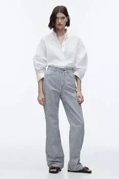 Прямые джинсы с высокой талией в полоску z1975 ZARA, синий/белый
