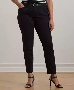 Прямые джинсы с завышенной талией Plus-Size Lauren Ralph Lauren, черный