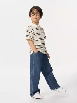 Прямые джинсы широкие без молнии Uniqlo, синий