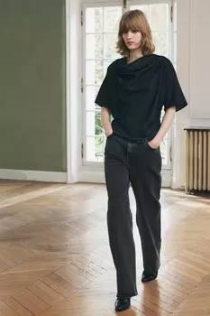 Прямые джинсы со средней посадкой ZARA, серый
