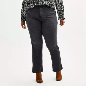 Прямые джинсы Sonoma Goods For Life больших размеров с высокой посадкой, цвет Black Wash