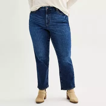 Прямые джинсы Sonoma Goods For Life больших размеров с высокой посадкой, цвет Dark Wash