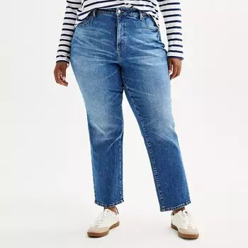 Прямые джинсы Sonoma Goods For Life больших размеров с пышной посадкой, цвет Med Wash