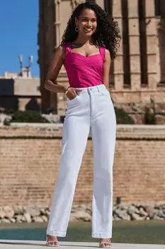 Прямые джинсы Sosandar, белый