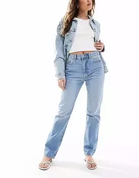Прямые джинсы средней посадки ASOS DESIGN светлого цвета