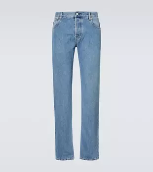 Прямые джинсы средней посадки Gucci, Blue/Mix