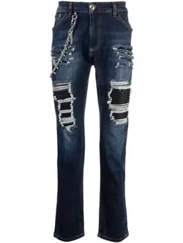 Прямые джинсы средней посадки Philipp Plein, синий