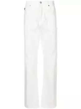 Прямые джинсы средней посадки с декором Medusa VERSACE, белый