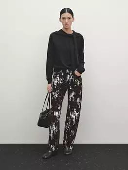 Прямые джинсы средней посадки с принтом и флокированием Massimo Dutti, коричневый