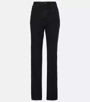 Прямые джинсы средней посадки Saint Laurent, цвет plain carbon black