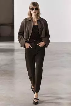 Прямые джинсы средней посадки ZARA, коричневый