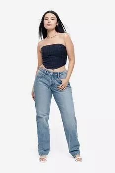 Прямые джинсы стандартного кроя с пышной посадкой H&M