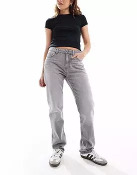 Прямые джинсы Stradivarius STR темно-серого цвета