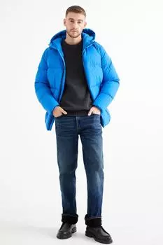 Прямые джинсы, термоджинсы, джог, деним, лайкра C&A, синий