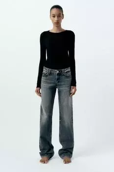 Прямые джинсы trf с низкой посадкой ZARA, темно-синий