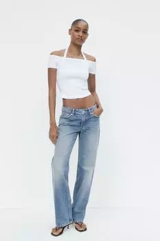 Прямые джинсы trf с низкой посадкой ZARA, синий