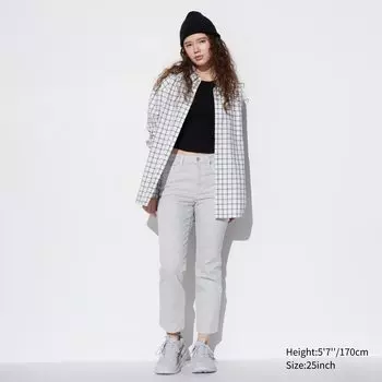 Прямые джинсы узкого кроя по щиколотку UNIQLO, серый