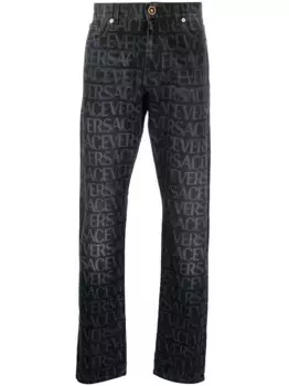 Прямые джинсы Versace Allover, черный