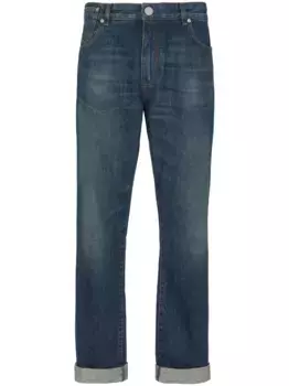 Прямые джинсы Vintage с нашивкой-логотипом BALMAIN, синий
