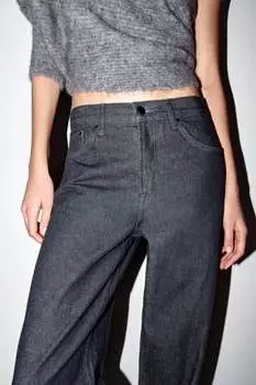 Прямые джинсы в полный рост с завышенной талией ZARA, серый