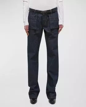 Прямые джинсы в стиле милитари Helmut Lang, цвет Raw Indgo