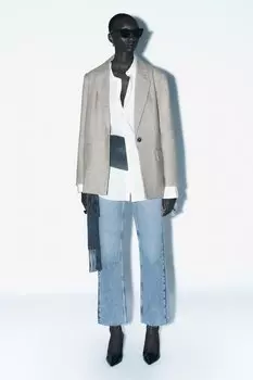 Прямые джинсы z1975 с высокой посадкой ZARA, средне-синий