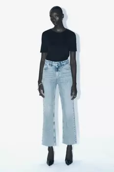 Прямые джинсы z1975 с высокой посадкой ZARA, индиго