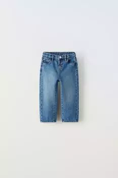 Прямые джинсы ZARA, средне-синий