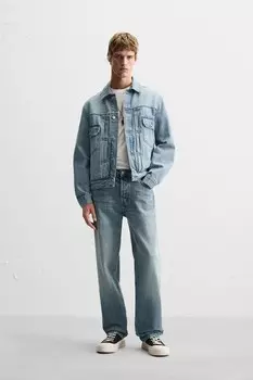 Прямые джинсы ZARA, средне-синий